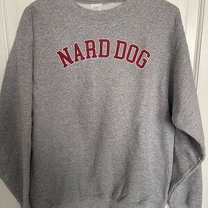 The Office NARD DOG Grey Crewneck Sweatshirt with Red Lettering